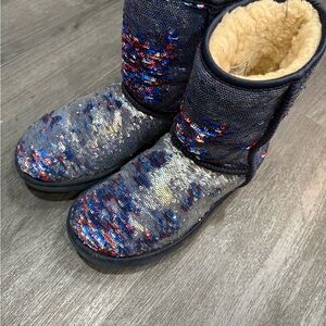 UGG Navy Blue Sequin Shearling Boots